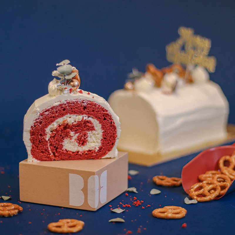 Christmas Log Cake with Logo